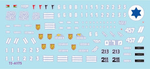 Star Decals 72-A1175 Early IDF markings # 2. Israeli armoured cars and AFVs in 1948-49. Sherman 75mm, Sherman 105mm, Cromwell Mk IVF, Hotchkiss 39 H, Vickers Light Tank Mk VI B. 1/72 – zdjęcie 3