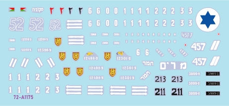 Star Decals 72-A1175 Early IDF markings # 2. Israeli armoured cars and AFVs in 1948-49. Sherman 75mm, Sherman 105mm, Cromwell Mk IVF, Hotchkiss 39 H, Vickers Light Tank Mk VI B. 1/72 – zdjęcie 3