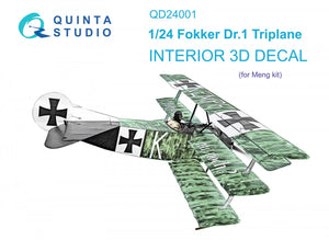 Quinta Studio QD24001 Fokker Dr.1 3D-Printed &amp;amp; coloured Interior on decal paper (Meng) 1/24