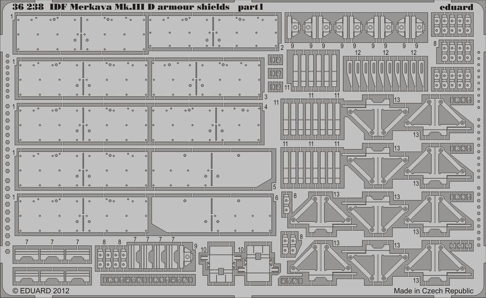 Eduard 36238 IDF Merkava Mk. IIID armour shields 1/35 Hobby Boss – immagine 2