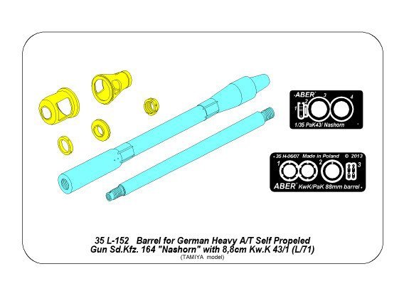 Aber 35L-152 Barrel for German A/T Self Propeled Gun Nashorn with 8,8cm Pak 43/1 L/71 1/35 – immagine 12