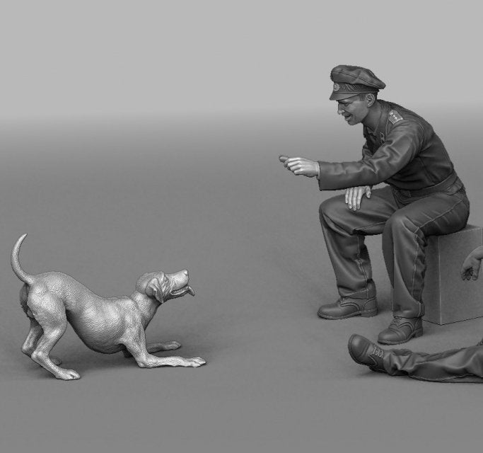 Panzer Art FI35-072 Officier de char allemand jouant avec un chiot 1/35 