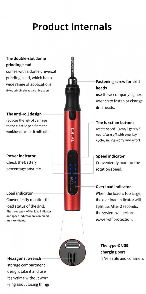 DSPIAE ES-P Portable Electric Sharpening Pen / Elektryczny zestaw do grawerowania – imagen 2