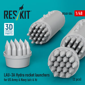 RESKIT RS48-0584 LAU-3A Hydra rocket launchers for US Army &amp; Navy (a/c &amp; h) (2pcs) (3D Printed) 1/48