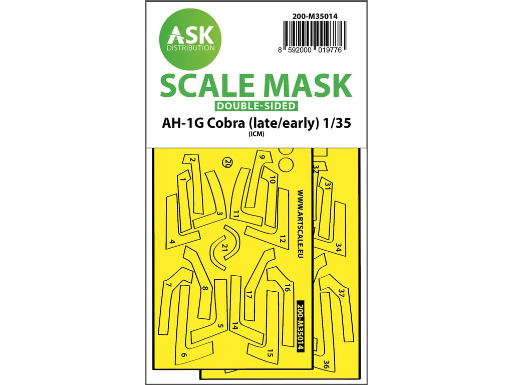 Art Scale Kit M35014 AH-1 G Cobra (Early/Late) Double-Sided Express Fit Painting Mask for ICM 1/35