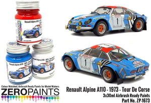 Zero Paints 1673 Renault Alpine A110 – 1973 – Tour De Corse Red - White - Blue Paint Set 3x30ml – zdjęcie 2