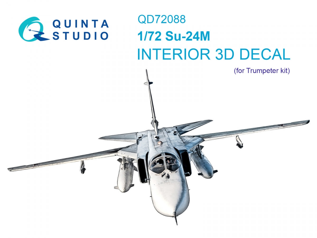 Quinta Studio QD72088 Su-24M 3D-Printed &amp; colored Interior on decal paper (Trumpeter) 1/72