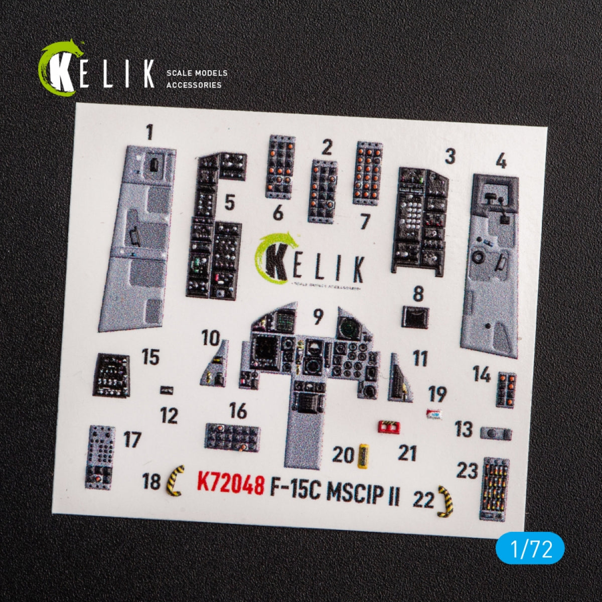 KELIK K72048 F-15C MSIP II EAGLE INTERIOR 3D DECALS FOR GWH 1/72 – immagine 3