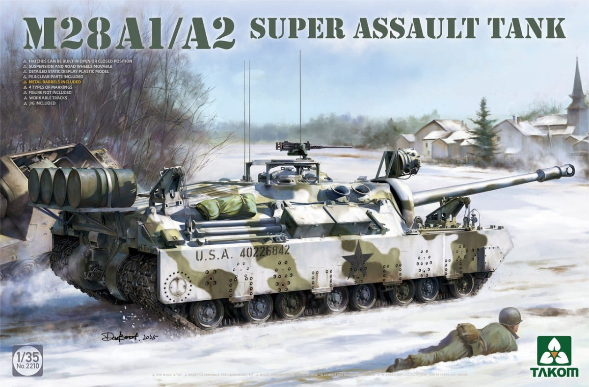 Takom 2209W T28 BOX MODELING GUIDE + T28 SUPER HEAVY TANK + M28A1/A2 SUPER ASSAULT TANK 1/35