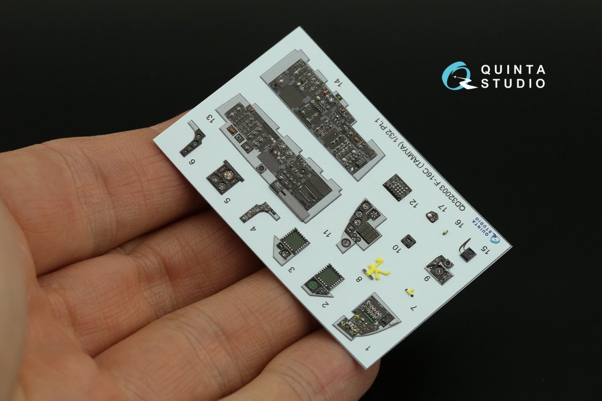 Quinta Studio QDS-32003 F-16C 3D-Printed &amp;amp; coloured Interior on decal paper ( Tamiya ) (small version) 1/32 – imagen 12