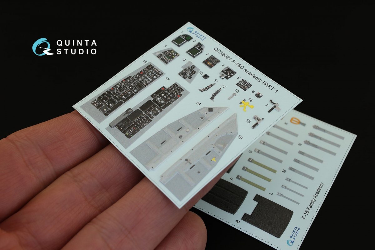 Quinta Studio QD32021 F-16C 3D-Printed &amp;amp; coloured Interior on decal paper (for Academy kit) 1/32 – imagen 4