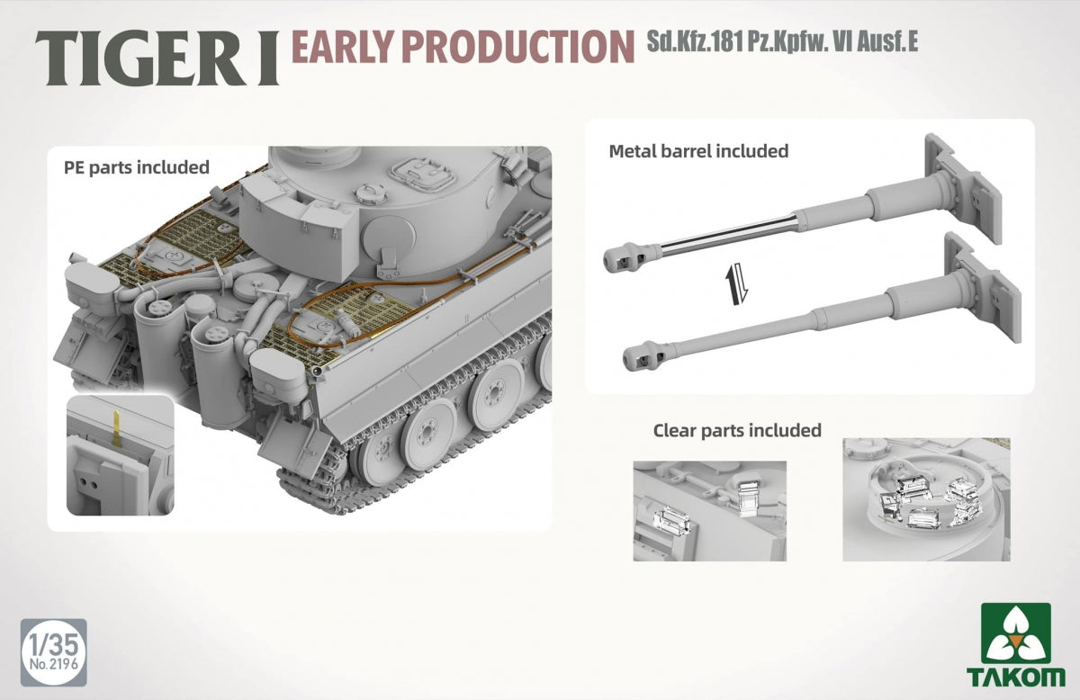 Takom 2196 TIGER I EARLY-PRODUCTION Sd.Kfz.181 Pz.Kpfw.VI Ausf.E 1/35 – Bild 3