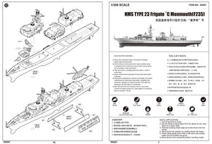 Trumpeter 04547 HMS TYPE 23 Frigate Monmouth (F235) 1/350 – immagine 4