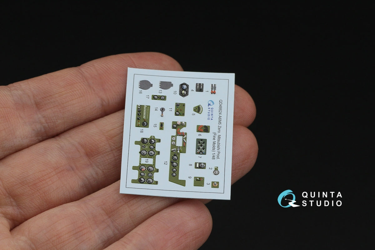 Quinta Studio QD48624 A6M5 Zero, Mitsubishi Prod. 3D-Printed &amp; coloured Interior on decal paper (Fine Molds) 1/48