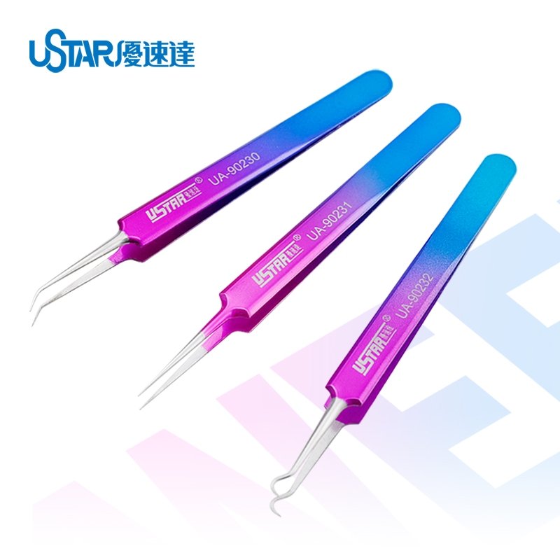 U-Star UA-90232 Colorful Tweezers - S-Shape / Kolorowa pęseta w kształcie litery S – imagen 2