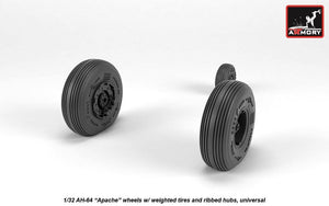 Armory Models AW32312 AH-64 Apache wheels w/ weighted tires, ribbed hubs 1/32 – immagine 4