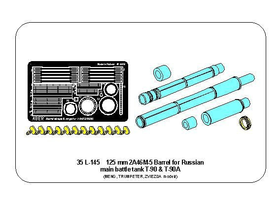 Aber 35L-145 125mm 2A46M-5 Barrel for Russian Tank T-90 T-90A 1/35 – imagen 19