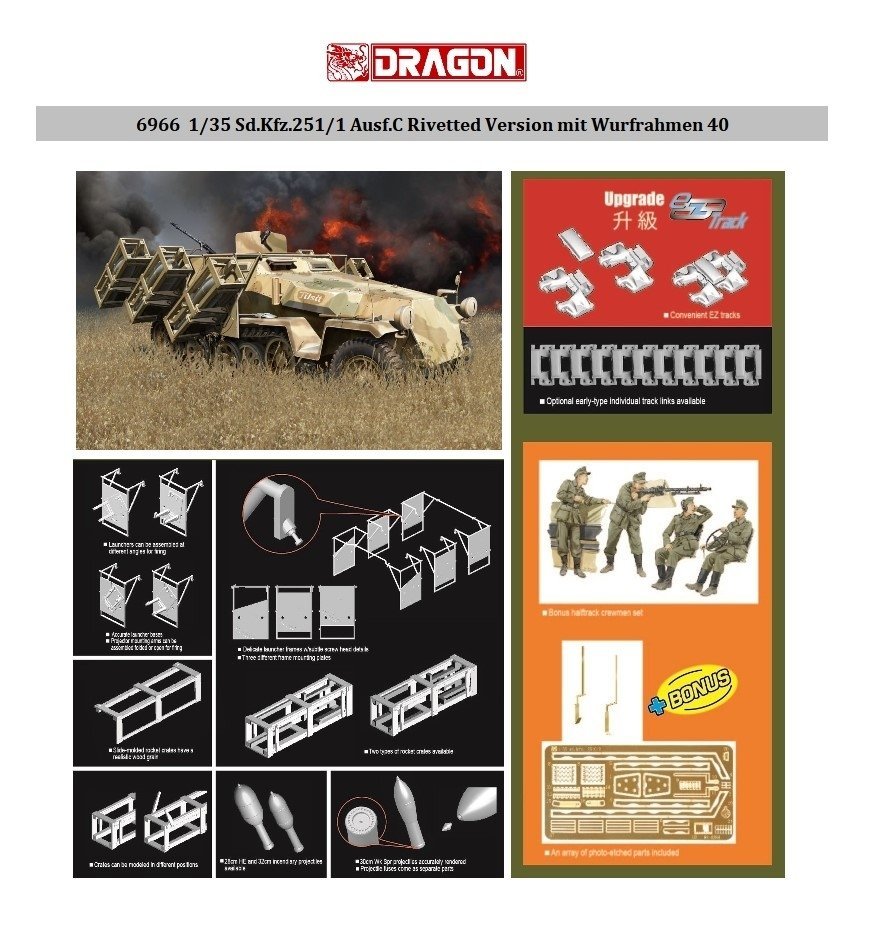 Dragon 6966 Sd.Kfz.251/1 Ausf.C Version rivetée avec Wurfrahmen 40 1/35 – image 2
