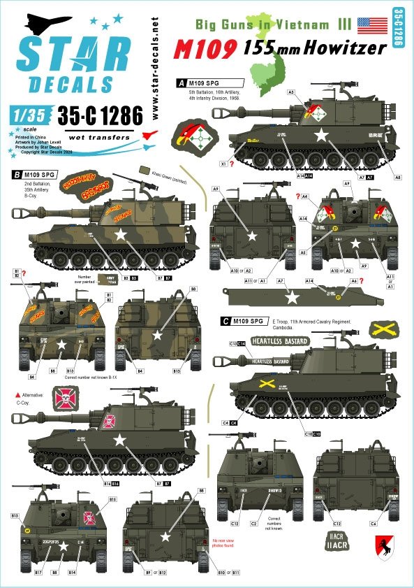 Star Decals 35-C1286 Gros canons au Vietnam 3 1/35