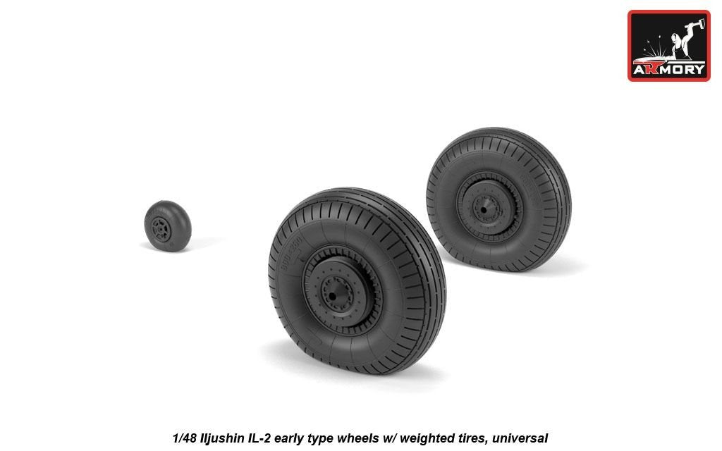 Armory Models AW48034 Iljushin IL-2 Bark early type wheels w/ weighted tires 1/48