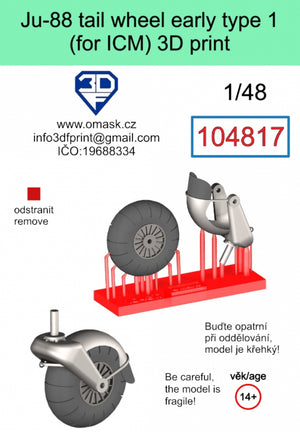 Omask 104817 Ju-88 tail wheel early type 1 3D print (for ICM) 1/48 – imagen 2