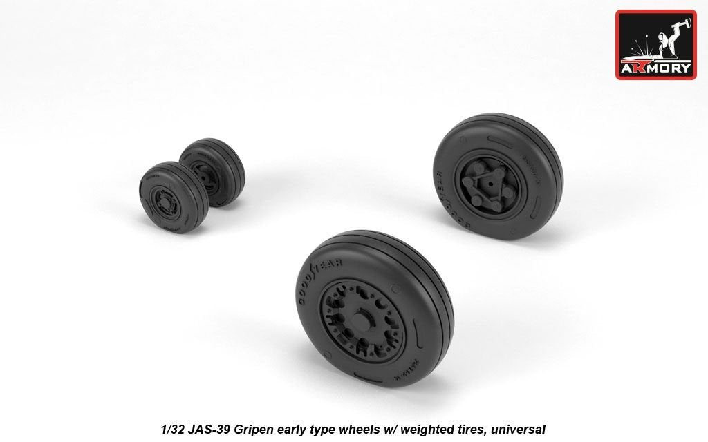 Armory Models AW32502 JAS-39 Gripen wheels w/ weighted tires, early 1/32 – imagen 4