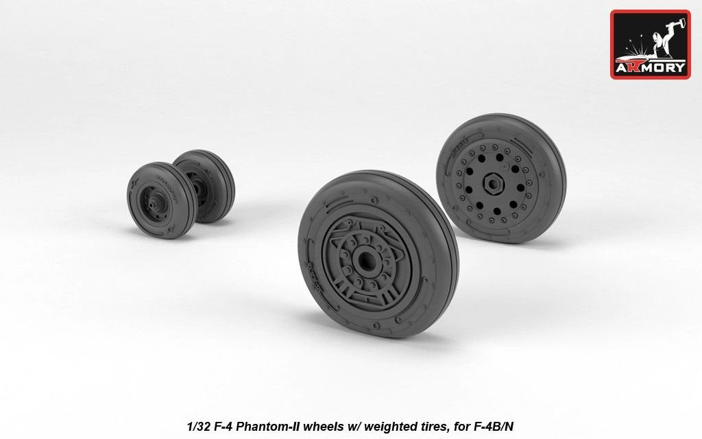 Armory Models AW32306 F-4 Phantom-II wheels w/ weighted tires, early 1/32 – imagen 4