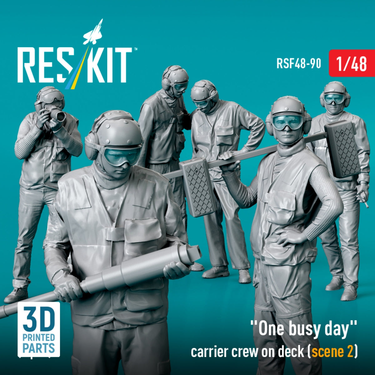RESKIT RSF48-0090 « Une journée chargée » : équipage du porte-avions sur le pont (scène 2) (6 pièces) (Impression 3D) 1/48 – image 3