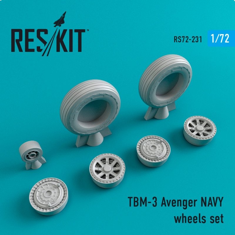 RESKIT RS72-0231 Jeu de roues TBM-3 Avenger NAVY 1/72