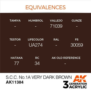 AK Interactive AK11384 S.C.C. No.1A Very Dark Brown 17ml – imagen 3