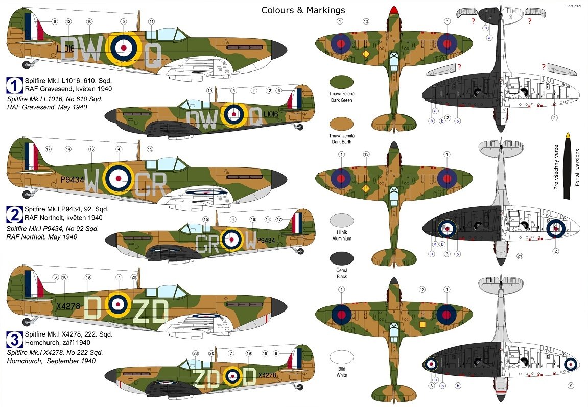 Kovozavody Prostejov KPM0263 Spitfire Mk.Ia „Black &amp;amp; White“ 1/72 – imagen 2