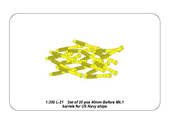 Aber 350L-21 Set of 20 pcs 40 mm Bofors Mk.1 barrels for US Navy ships 1/350 – image 7