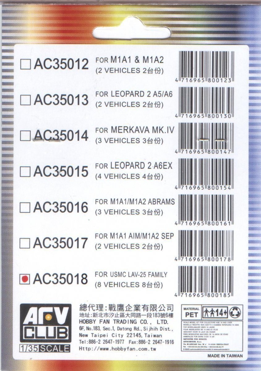 AFV Club AC35018 Sticker for simulating Anti Reflection Coating Lens, USMC LAV-25 Family 1/35 – imagen 2