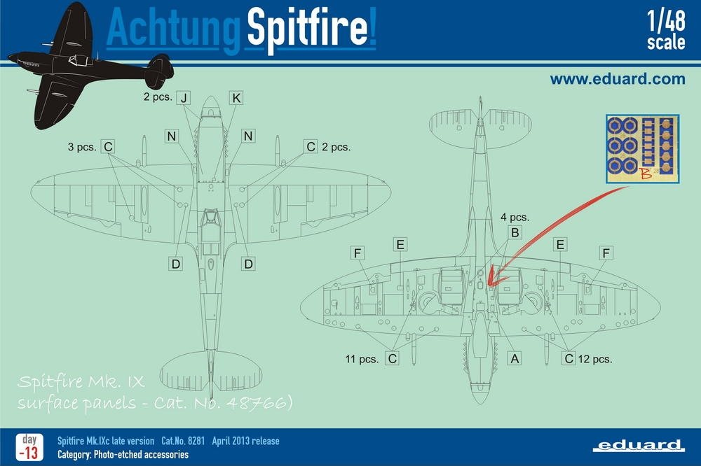 Eduard 48766 Spitfire Mk. IX surface panels 1/48 EDUARD – Bild 3