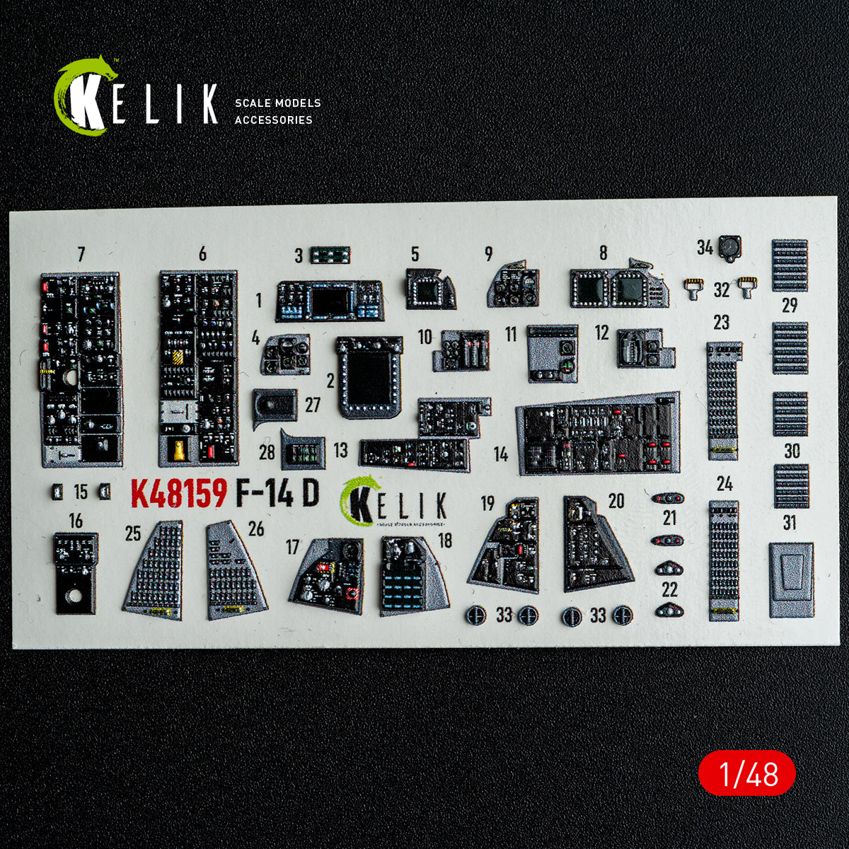 KELIK K48159 F-140 - interior 3D decals for GWH kit 1/48 – zdjęcie 2