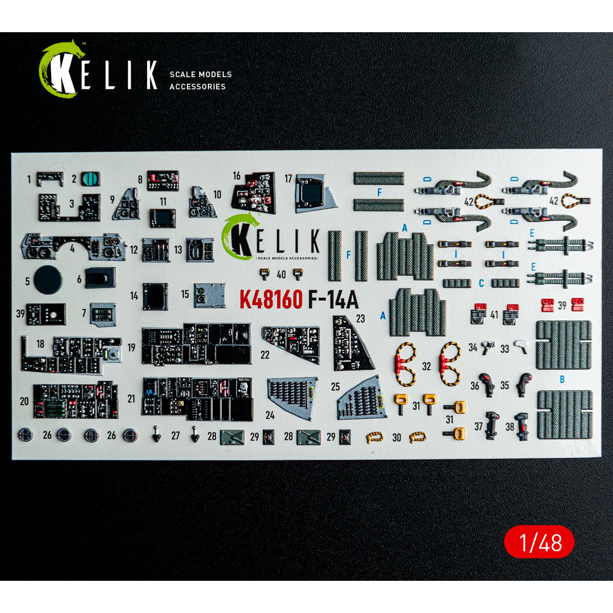 KELIK K48160 F-14A - interior 3D decals for Hasegawa kit 1/48 – immagine 2