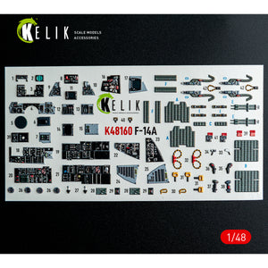 KELIK K48160 F-14A - interior 3D decals for Hasegawa kit 1/48 – immagine 2