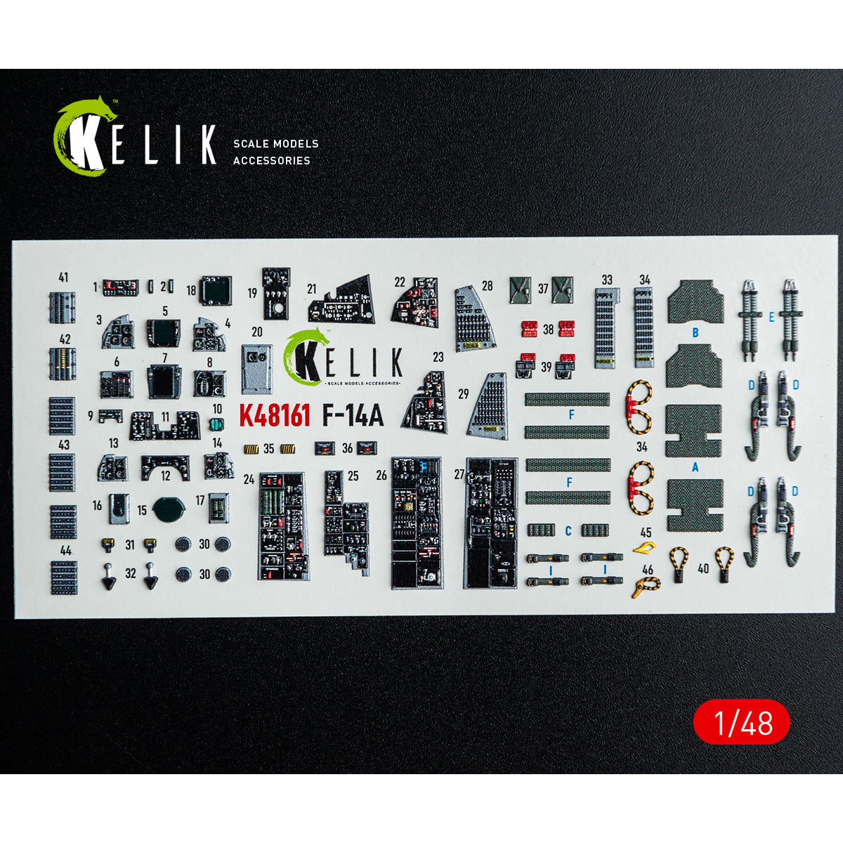 KELIK K48161 F-14A - interior 3D decals for GWH kit 1/48 – Bild 2