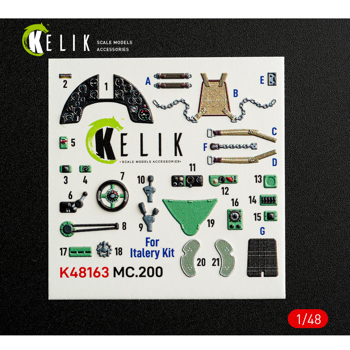 KELIK K48163 MC.200 - interior 3D decals for Italeri kit 1/48 – Bild 2