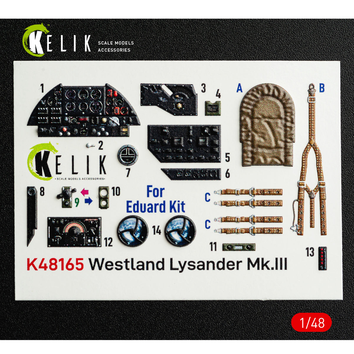 KELIK K48165 Westland Lysander Mk.III - interior 3D decals for Eduard kit 1/48 – image 2