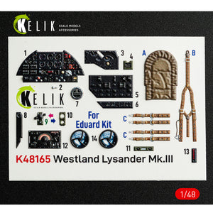 KELIK K48165 Westland Lysander Mk.III - interior 3D decals for Eduard kit 1/48 – image 2
