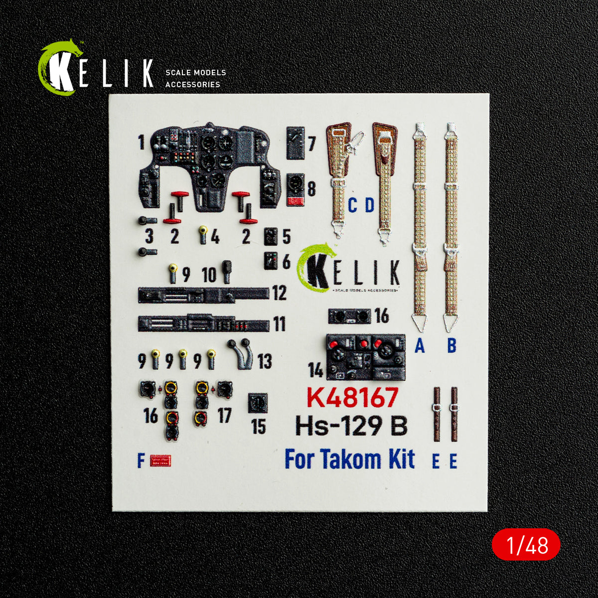 KELIK K48167 Hs-129 B - interior 3D decals for Takom kit 1/48 – image 2