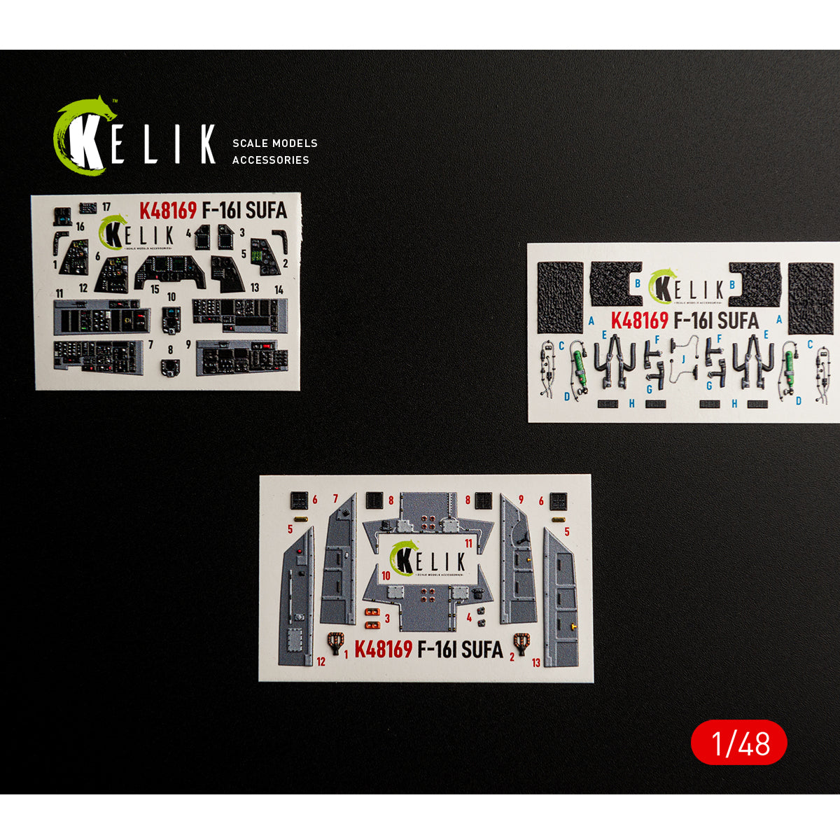 KELIK K48169 F-16I SUFA - interior 30 decals for GWH kit 1/48 – immagine 2