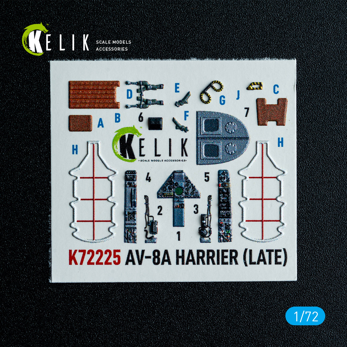 KELIK K72225 AV-8A Harrier (late) - interior 3D decals for Italeri kit 1/72 – zdjęcie 2