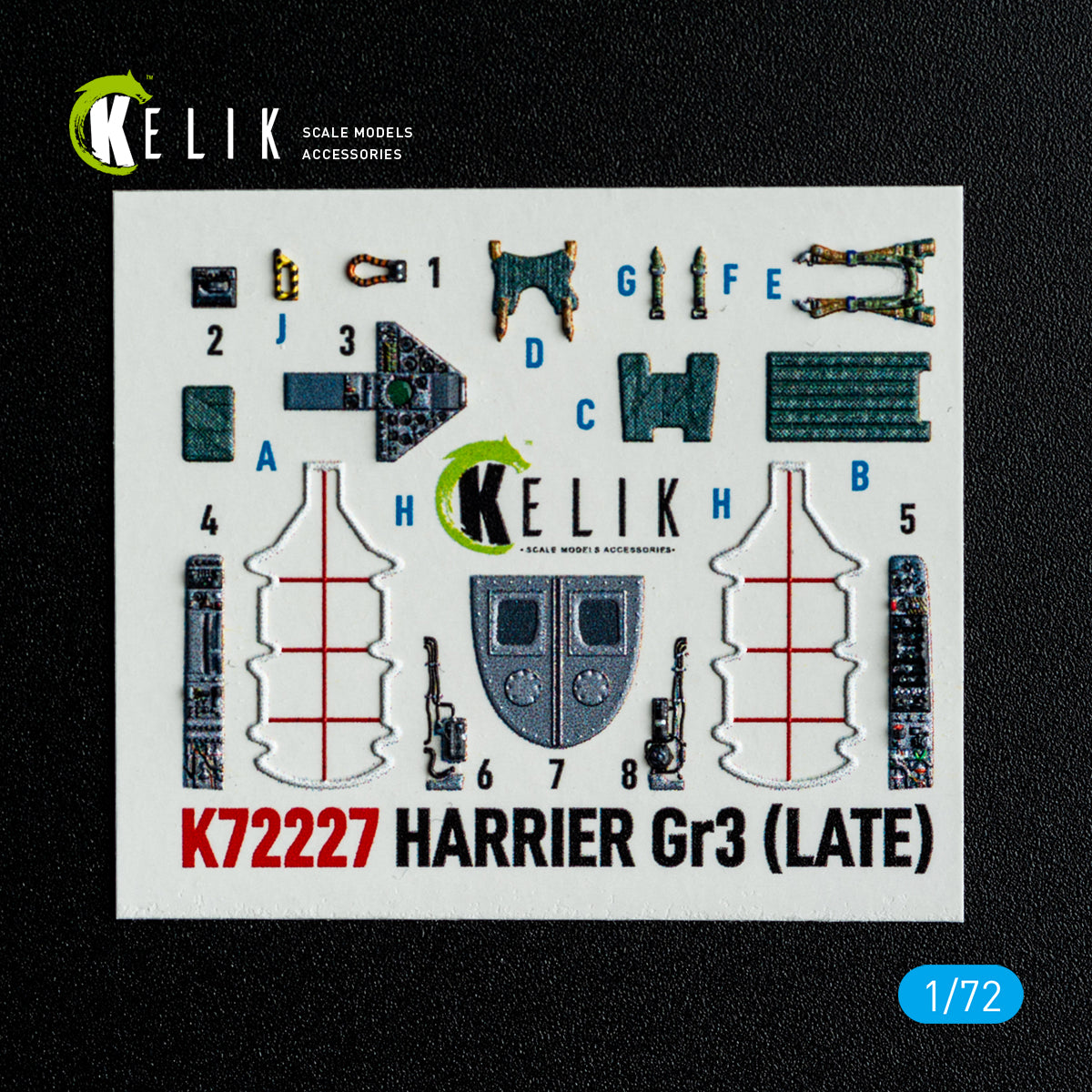 KELIK K72227 Harrier Gr3 (Late) - interior 3D decals for Italeri kit 1/72 – immagine 8