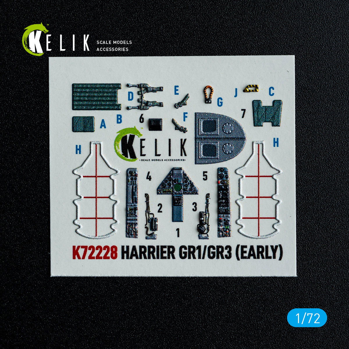 KELIK K72228 Harrier Gr1/Gr3 (Early) - interior 3D decals for Italeri kit 1/72 – zdjęcie 2