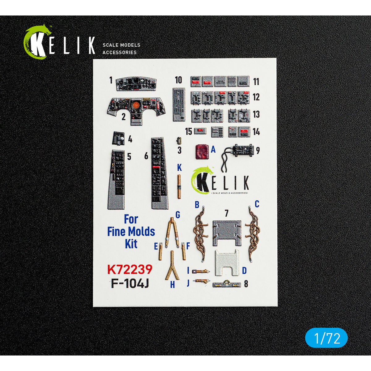 KELIK K72239 F-104J - interior 3D decals for Fine Molds kit 1/72 – immagine 2