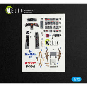 KELIK K72239 F-104J - interior 3D decals for Fine Molds kit 1/72 – immagine 2
