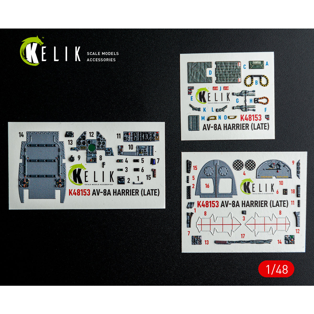 KELIK K48153 AV-8A HARRIER (Late) - interior 3D decals for Kinetic kit 1/48 – Bild 6