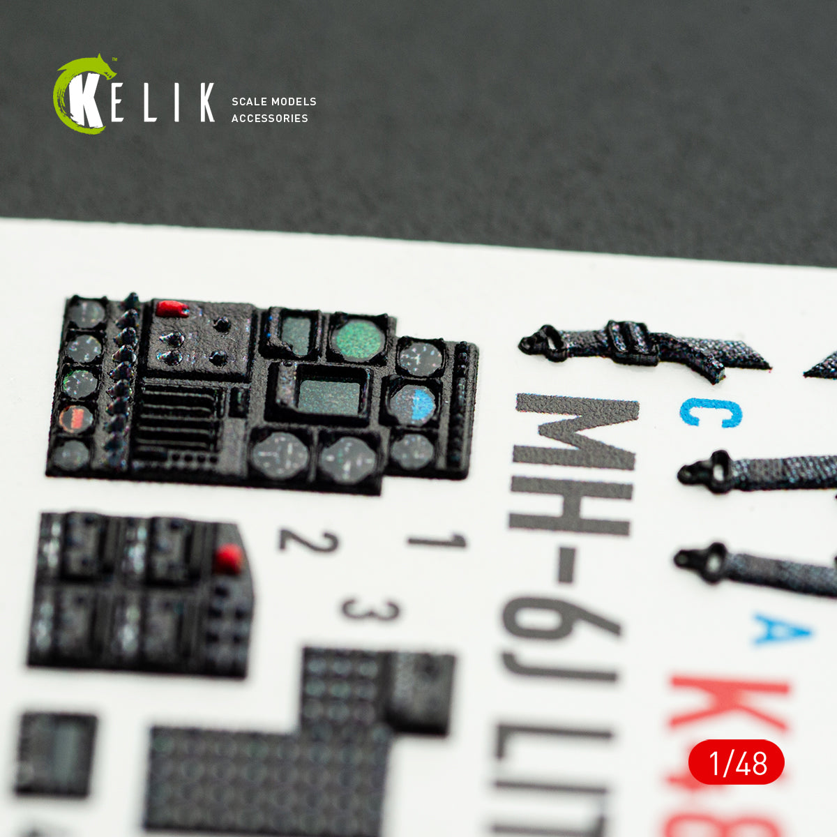 KELIK K48168 MH-61 Little Bird - interior 3D decals for ICM kit 1/48 – imagen 3